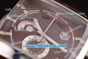 Tag Heuer Monaco Chronograph Quartz Steel Case with Brown Dial and Brown Leather Strap