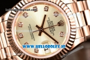 Rolex Datejust Swiss ETA 2671 Automatic Rose Gold Case with Yellow Dial Diamonds Markers and Rose Gold Bracelet (BP)