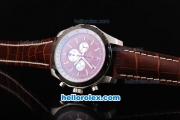 Breitling Chrono-Matic Chronograph Quartz Movement PVD Bezel with Brown Dial and White Subdials-Brown Leather Strap