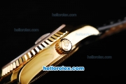 Rolex Datejust Swiss ETA 2836 Automatic Movement Gold Case with Royal Blue Dial and Black Leather Strap