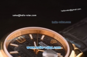 Rolex Datejust Swiss ETA 2836 Automatic Rose Gold Case with Black Dial and Black Leather Strap