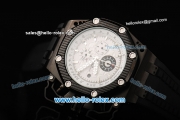 Audemars Piguet Royal Oak Survivor Chrono Miyota Quartz PVD Case with White Dial-Silver Stick Markers and Black Rubber Strap