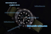 Rolex Pro-Hunter GMT-Master Asia 2813 Automatic PVD Case with Green Nylon Strap and Black Dial Stick Markers