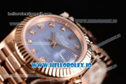 Rolex Datejust Swiss ETA 2671 Automatic Rose Gold Case with Purple Dial Diamonds Markers and Rose Gold Bracelet (BP)