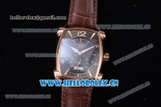 Parmigiani Kalpa Grande Clone Parmigiani PF331.01 Automatic Rose Gold Case with Black Dial Stick/Arabic Numeral Markers and Brown Leather Strap