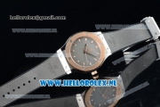 Hublot Classic Fusion Miyota 9015 Automatic Rose Gold Case with Grey Dial Stick Markers and Grey Genuine Leather Strap