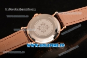 Patek Philippe Calatrava Miyota Quartz Rose Gold Case with White Dial and Diamonds Markers