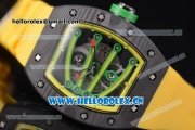 Richard Mille RM 59-01 Miyota 9015 Automatic PVD Case with Skeleton Dial Dot/Arabic Numeral Markers and Yellow Rubber Strap