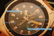 Hublot King Power F1 Swiss Valjoux 7750 Automatic Rose Gold Case with Black Dial and Black Rubber Strap