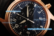 IWC Pilot Chronograph Swiss Valjoux 7750 Automatic Movement Rose Gold Case with Brown Dial and White Markers