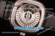 SevenFriday M1-01Japanese Miyota 8215 Automatic Steel Case with White/Black Dial and Black Leather Strap