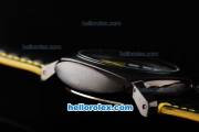 Ferrari Chronograph Quartz Movement PVD Case with Yellow Dial and White Marker-Black Leather Strap