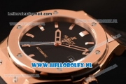 Hublot Classic Fusion 9015 Auto Rose Gold Case with Black Dial and Black Leather Strap