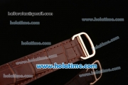 Cartier Rotonde De Swiss Manual Winding Rose Gold Case with Brown Leather Bracelet and Skeleton Dial