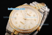 Rolex Datejust Automatic Movement with Diamond Bezel/ Markers and Two Tone Strap