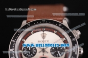 Rolex Daytona Vintage Edition Miyota Quartz Steel Case with White Dial Silver and Brown Nylon Strap (GF)