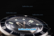 Omega Seamaster Swiss ETA 2836 Automatic Movement Black Dial with Green Dot Marker and Blue Bezel-SS Strap