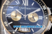 Cartier Calibre de Cartier Diver Chrono Miyota OS20 Quartz Steel Case with Black Dial Two Tone Bracelet and Yellow Gold Subdials