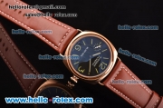 Panerai Radiomir Black Seal Asia 6497 Manual Winding Rose Gold Case with Brown Leather Strap and Black Dial