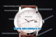 Audemars Piguet Jules Audemars Clone AP Calibre 3120 Automatic Steel Case with White Dial Stick Markers and Brown Leather Strap - 1:1 Original (EF)