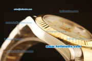 Rolex Datejust II Swiss ETA 2836 Automatic Full Steel with Yellow Gold Bezel and White Dial-White Stick Markers/Two Tone Strap