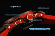 Hublot Big Bang Chronograph Swiss Valjoux 7750 Automatic Movement PVD Case with Red Diamond Bezel and Red Rubber Strap