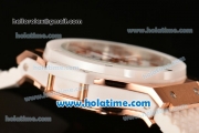 Hublot Big Bang Quartz Movement White Dial with Rose Gold Case and Numeral Marking-White Rubber Strap