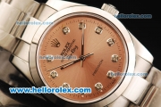 Rolex Air King Automatic Movement Full Steel with Rose Gold Dial and Diamond Markers