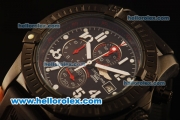 Breitling Avenger Chronograph Quartz PVD Case with Black Dial-Black Rubber Strap