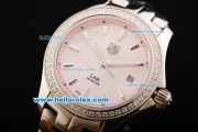 Tag Heuer Link 200 Meters Swiss Quartz Movement Full Steel with Pink Dial and Diamond Bezel-Lady Model