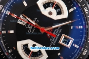 Tag Heuer Carrera Calibre 17 Swiss Valjoux 7750 Automatic Movement PVD Case with Black Dial and Black Leather Strap-Red Second Hands
