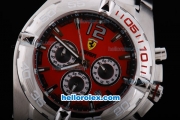 Ferrari working Chronograph Quartz Movement with Red Dial and SS Strap