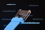 Hublot King Power Swiss ETA 2836 Automatic Carbon Fiber Case with Black Dial and Blue Rubber Strap