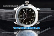 Patek Philippe Aquanaut Swiss ETA 2824 Automatic Steel Case with Black Dial and Black Ruber Strap Stick/Arabic Numeral Markers (BP)