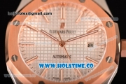 Audemars Piguet Royal Oak 41MM Clone AP Calibre 3120 Automatic Rose Gold/Steel Case with White Dial and Stick Markers - Rose Gold Bezel (EF)