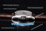 Longines Master Swiss ETA 2824 Automatic Steel Case with White Dial Diamonds Markers and Brown Leather Strap (ZF)