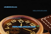 IWC Pilot's Watch Asia Manual Winding Movement Rose Gold Case with Brown Dial and Brown Leather Strap