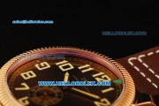 IWC Pilot's Watch Asia Manual Winding Movement Rose Gold Case with Brown Dial and Brown Leather Strap