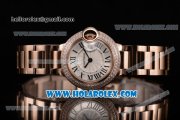 Cartier Ballon Bleu De Small Swiss Quartz Rose Gold Case/Bracelet with Silver Dial and Black Roman Numeral Markers - Diamonds Bezel