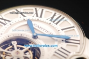 Cartier ballon bleu de Cartier Swiss Tourbillon Manual Winding Movement Steel Case with White Dial and Brown Leather Strap