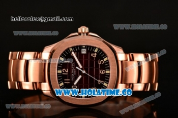 Patek Philippe Aquanaut Miyota 9015 Automatic Full Rose Gold with Coffee Dial and Arabic Numeral Markers (BP)