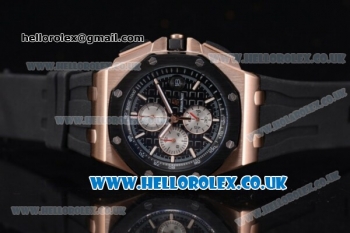 Audemars Piguet Royal Oak Offshore Chrono Miyota OS Quartz Rose Gold Case with Black Dial Black Rubber Strap and White Subdials (EF)