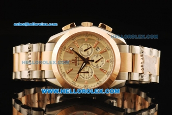 Omega Seamaster Planet Ocean Chronograph Miyota Quartz Movement Steel Case with Rose Gold Bezel and Two Tone Strap