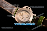 Panerai PAM 595 Luminor Vintage Moon Phase Asia Automatic Steel Case with White Dial and Green Leather Strap
