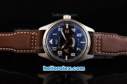 IWC Saint Exupery Automatic Movement Steel Case with Brown Dial and White Numeral Markers-Brown Leather Strap-Small Calendar