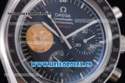 Omega Speedmaster Apollo 11 40th Anniversary Venus 7750 Manual Winding Steel Case with Black Dial Stick Markers and Black Leather Strap (EF)