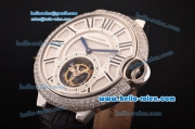 Cartier Ballon Bleu Tourbillon Seagull St8001 Tourbillon Manual Winding Diamond Bezel with White Dial