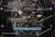 Richard Mille RM 11-03 Swiss Valjoux 7750 Automatic PVD Case with Skeleton Dial and Yellow Rubber Strap Arabic Numeral Markers