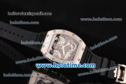 Richard Mille Tourbillon RM 057 Dragon Swiss ETA 2824 Automatic Steel Case with Black Rubber Strap and Silver Dragon Dial - 1:1 Original