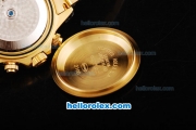 Rolex Daytona Swiss Valjoux 7750 Chronograph Movement Full Gold Case/Strap with Black Dial and Gold Subdials